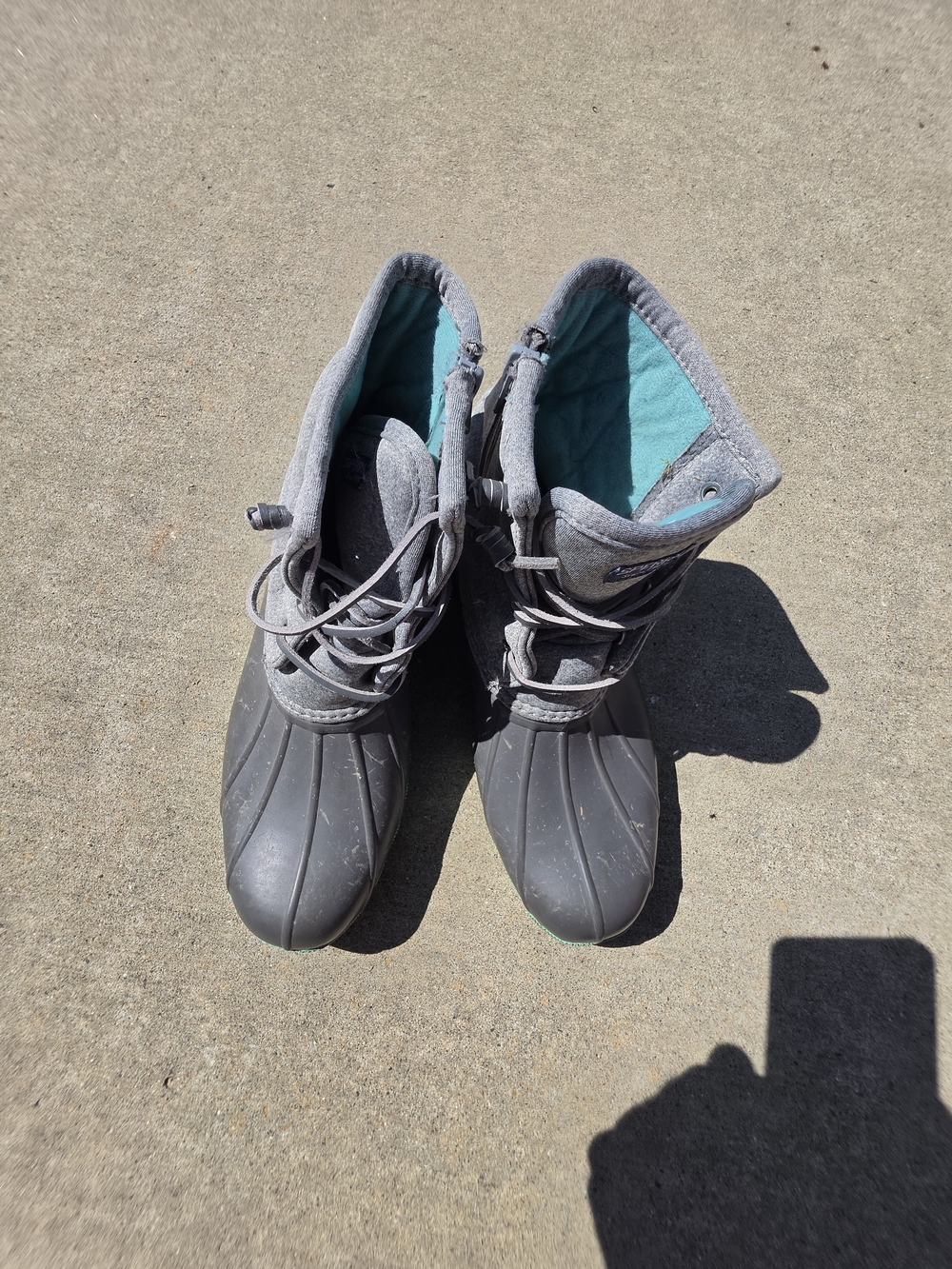 SPERRY Saltwater Boot Rain Lace Up Comfort Gray Youth US Size 6